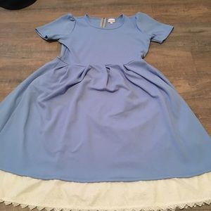 LulaRoe blue dress with added Lace